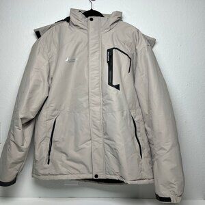 Moerdeng Mens XL water resistant windproof Hooded winter jacket Ivory